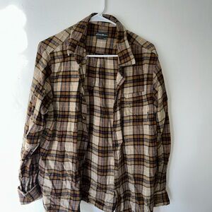 Eddie Bauer Men's Brown Plaid Shirt Jacket